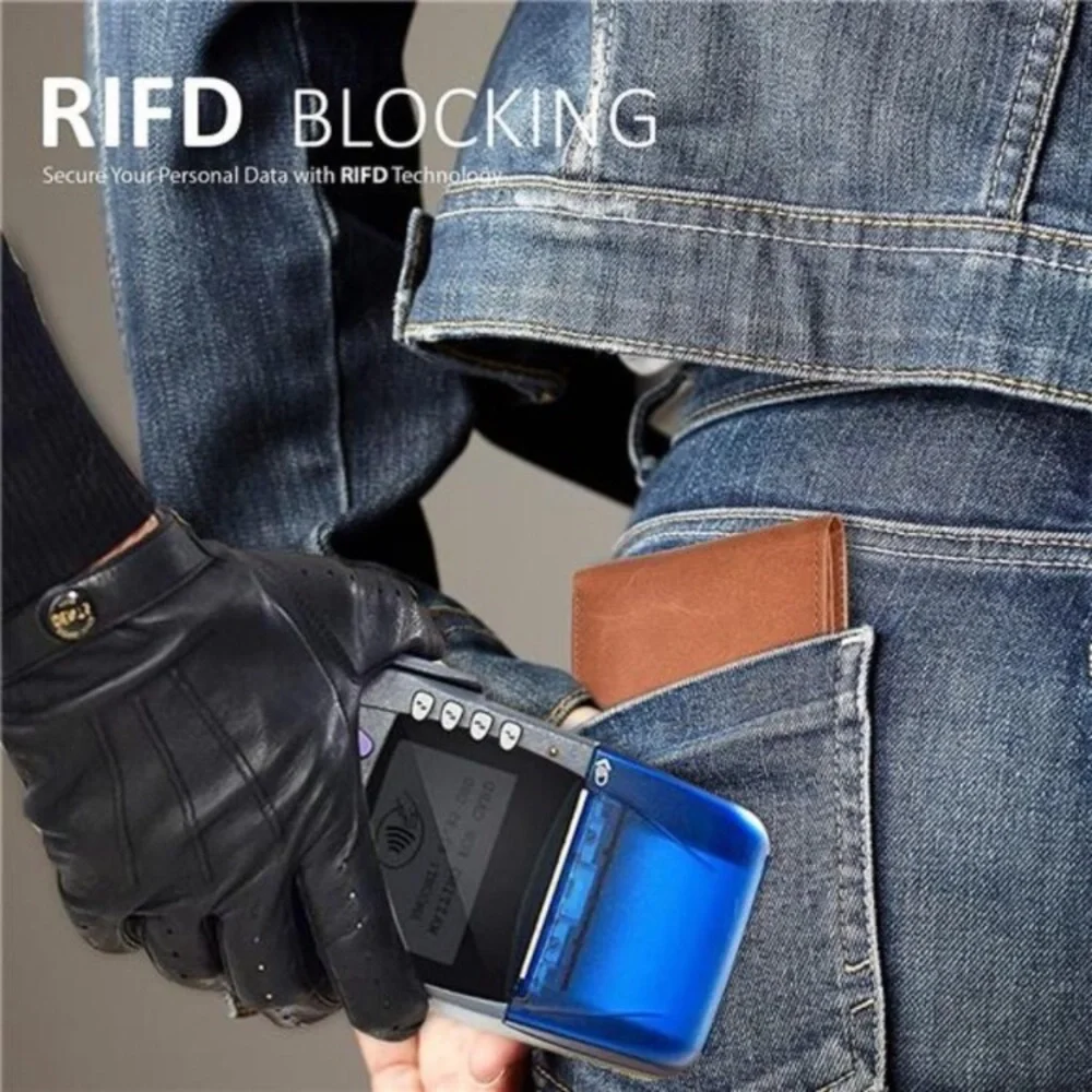 Leather Wallet for men RFID blocking Credit Card Holder with 2 ID Slim wallets